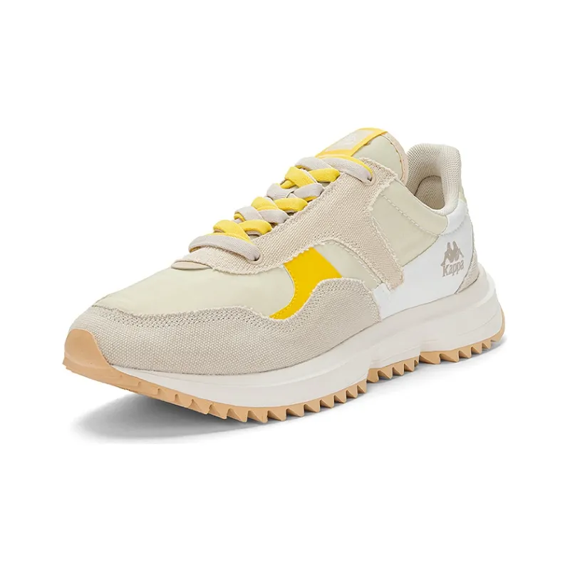Kappa Slip Resistant, Abrasion Resistant, Breathable Low Top Casual Running Shoes Unisex White Khaki Brown Yellow-1