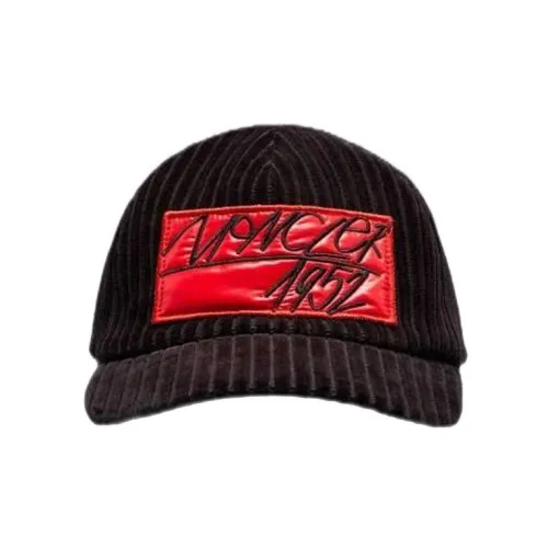 MONCLER GENIUS Cotton Baseball Caps Men's Black Red