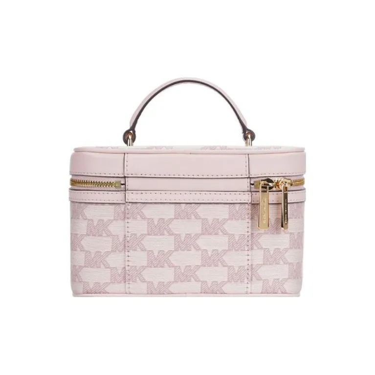MICHAEL KORS Jet Set Canvas Cow Leather Patchwork Box Bag Makeup Handbag Shoulder Bag Crossbody Bag Women's Pink-2