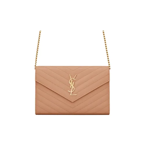 SAINT LAURENT CASSANDRE Calfskin Wallet Envelope Bag Shoulder Bag Crossbody Bag Women's Light Pink