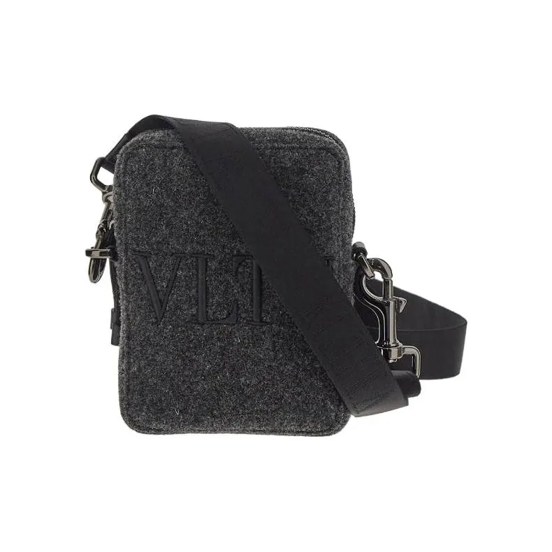 Valentino Wool Shoulder Bag, Crossbody Bag Men's Gray-0