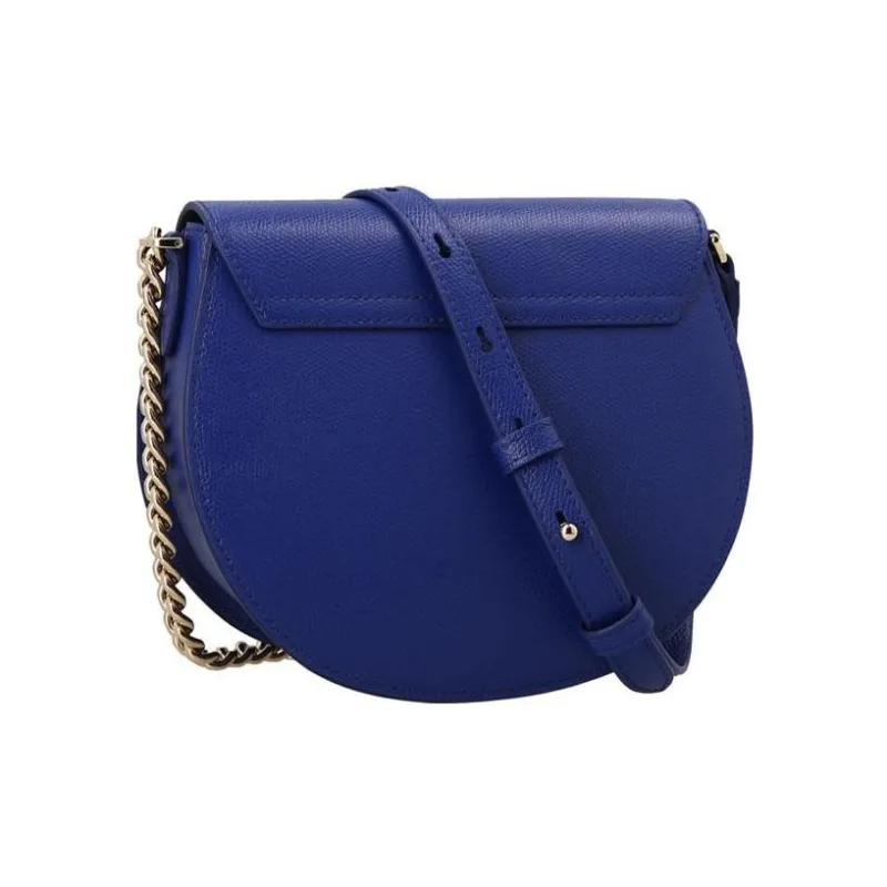 Furla Metropolis Collection Leather Saddle Bag Crossbody Shoulder Bag Women's Dark Blue-1