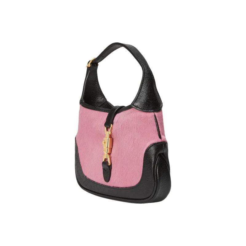 GUCCI Jackie 1961 Velvet With Leather Crescent Shoulder Bag Shoulder Bag Mini Women's Pink Blue Multicolor-3