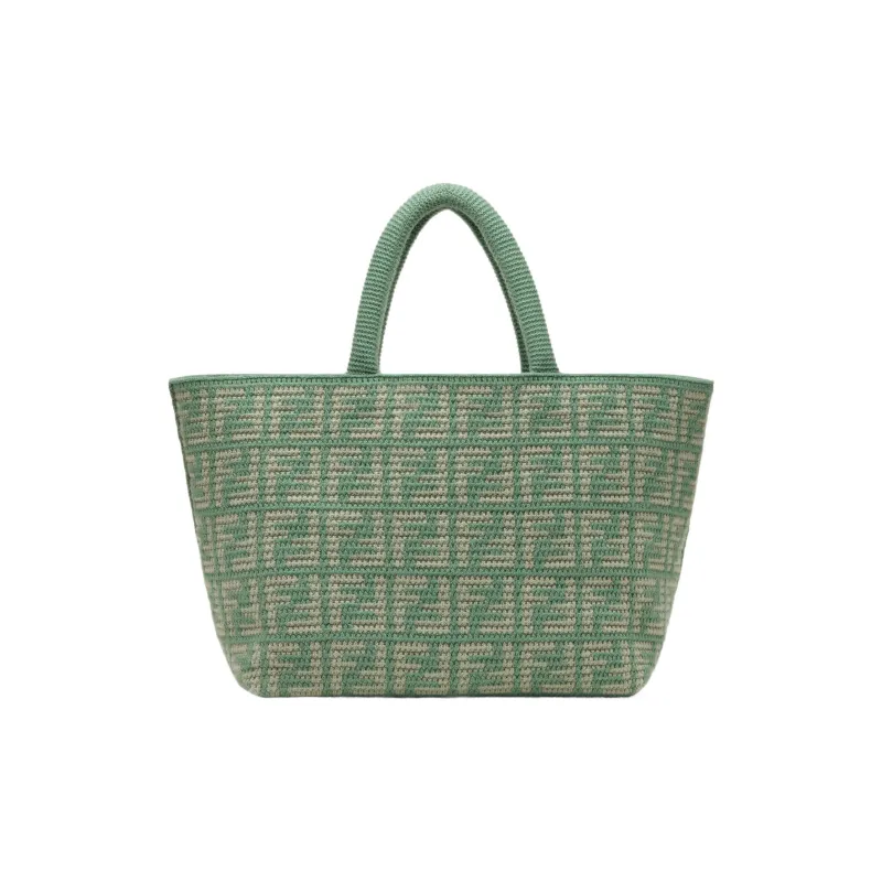 FENDI Cashmere Tote Bag, Shopping Bag, Handbag Large Size Women's Green-0