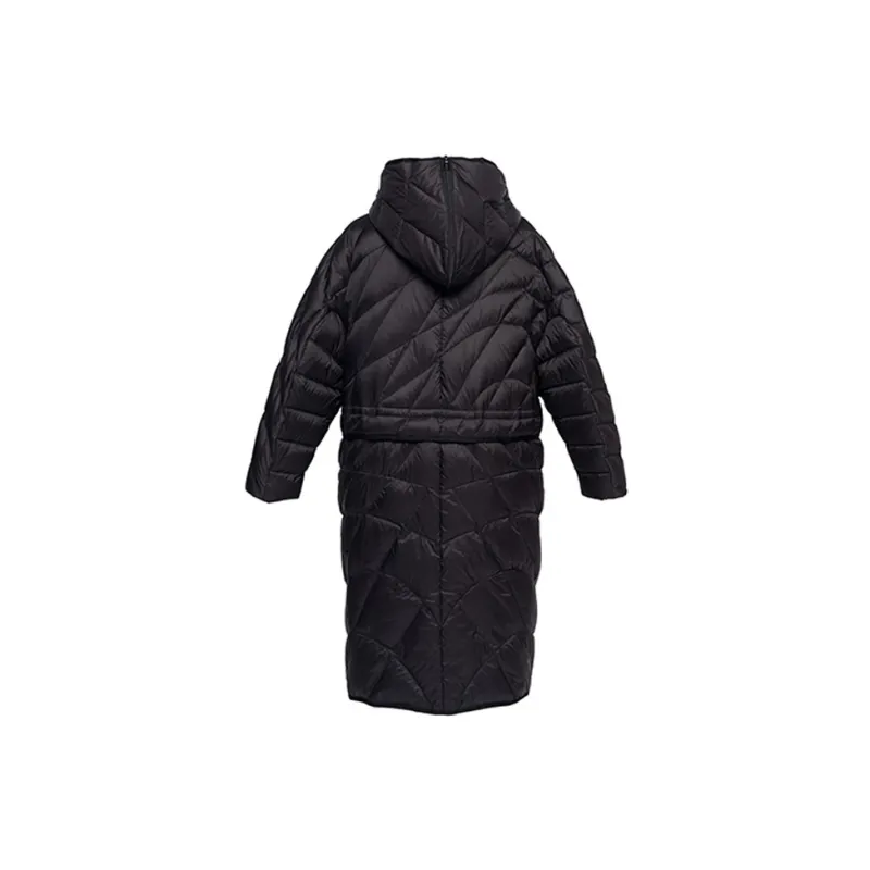 ERAL Solid Color Hooded Mid Length Down Jacket Women's-1