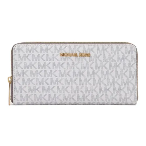 MICHAEL KORS Jet Set Travel Canvas Card Holder Wallet Large Size Women's Gray Blue