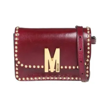 MOSCHINO Calfskin Shoulder Bag Crossbody Bag Women's Red