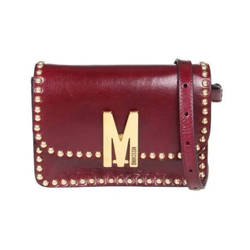 MOSCHINO Calfskin Shoulder Bag Crossbody Bag Women's Red-0