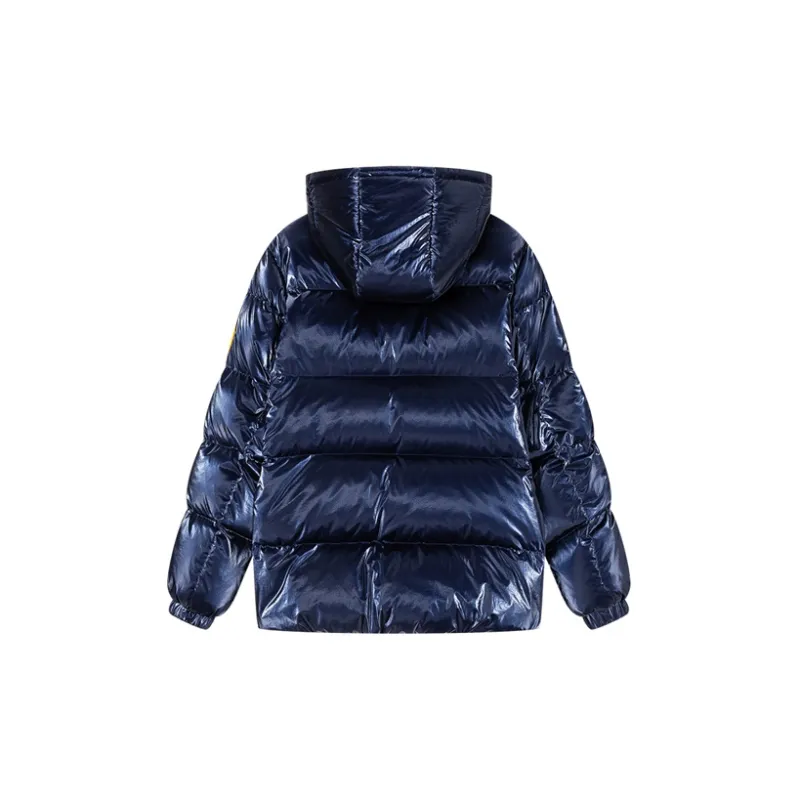 DKNY FW22 Solid Color Hooded Thickened Down Jacket Women's Metal Blue-1