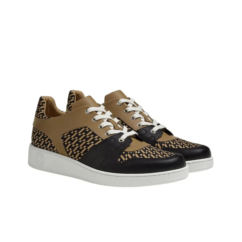 HERMES Low Top Stylish Skateboarding Shoes Men's Brown-2