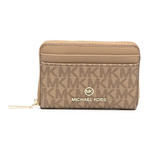 MICHAEL KORS Jet Set Charm Calfskin Card Holder Wallet Women's Gray