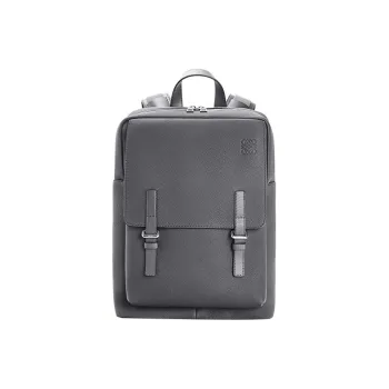 LOEWE Military Soft Grain Cow Leather Backpack Regular Men's Gray