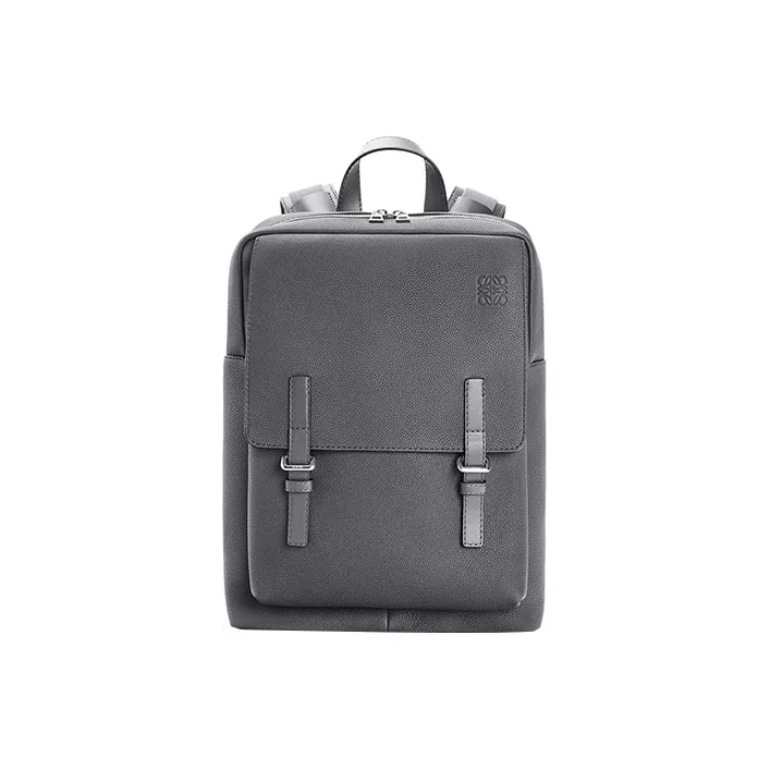LOEWE Military Soft Grain Cow Leather Backpack Regular Men's Gray-0