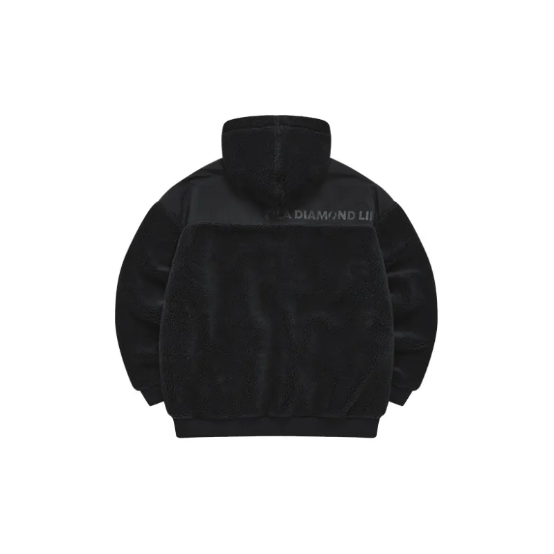 FILA FUSION BASEBALL Series Velvet Jackets Men Pitch Black-1