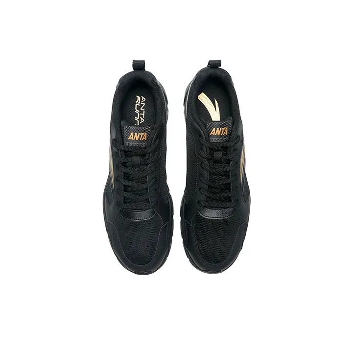 Anta Anti-Slip And Wear-Resistant Breathable Low-Top Paobu Men's Black Gray Gold-3
