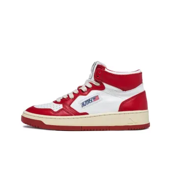 AUTRY Medalist Mid Leather Sneakers Two Toned 'White Red' Women's