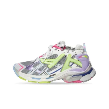 Balenciaga Runner Leather Free Grey Light Purple Neon Yellow White