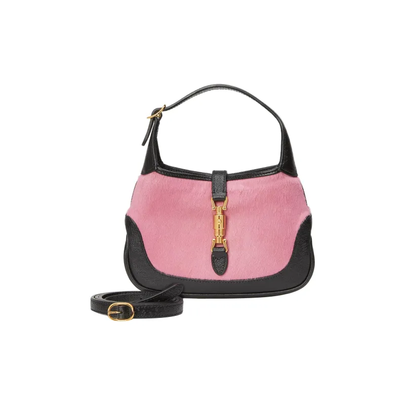 GUCCI Jackie 1961 Velvet With Leather Crescent Shoulder Bag Shoulder Bag Mini Women's Pink Blue Multicolor-2