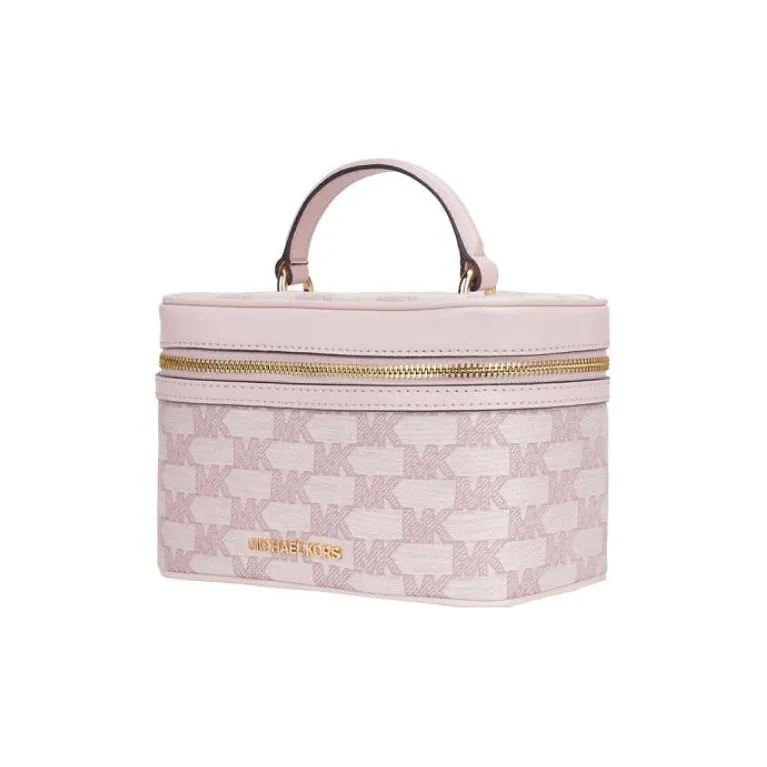 MICHAEL KORS Jet Set Canvas Cow Leather Patchwork Box Bag Makeup Handbag Shoulder Bag Crossbody Bag Women's Pink-1