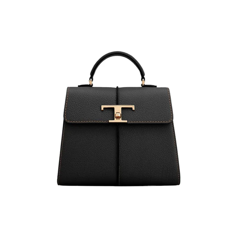 TOD'S Timeless Leather Shoulder Bag Crossbody Bag Handbag Small Size Women's Black-0