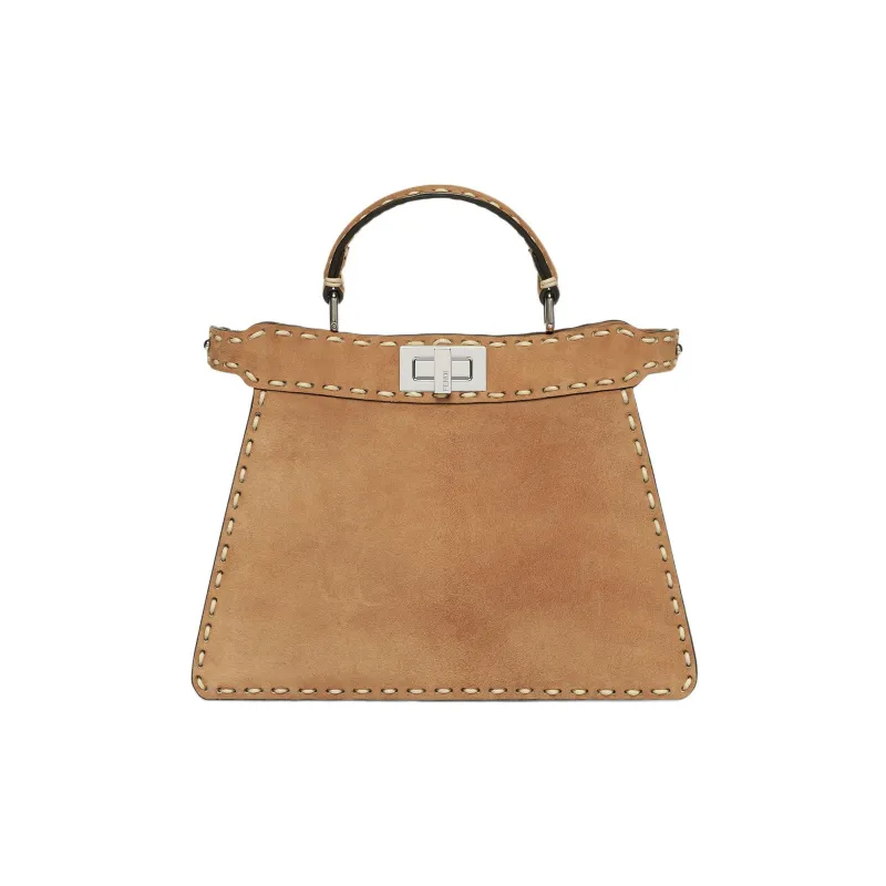 FENDI Peekaboo ISeeU Goatskin With Calfskin Suede Shoulder Bag Crossbody Bag Handbag Small Size Women's Brown-1