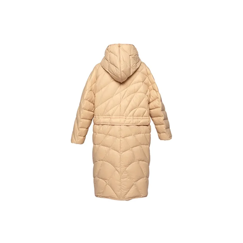 ERAL Solid Color Hooded Mid Length Down Jacket Women's-4
