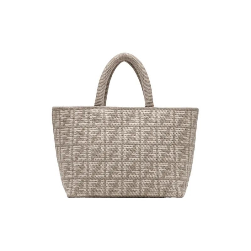 FENDI Cashmere Tote Bag, Shopping Bag, Handbag Tubas Women's Beige-0