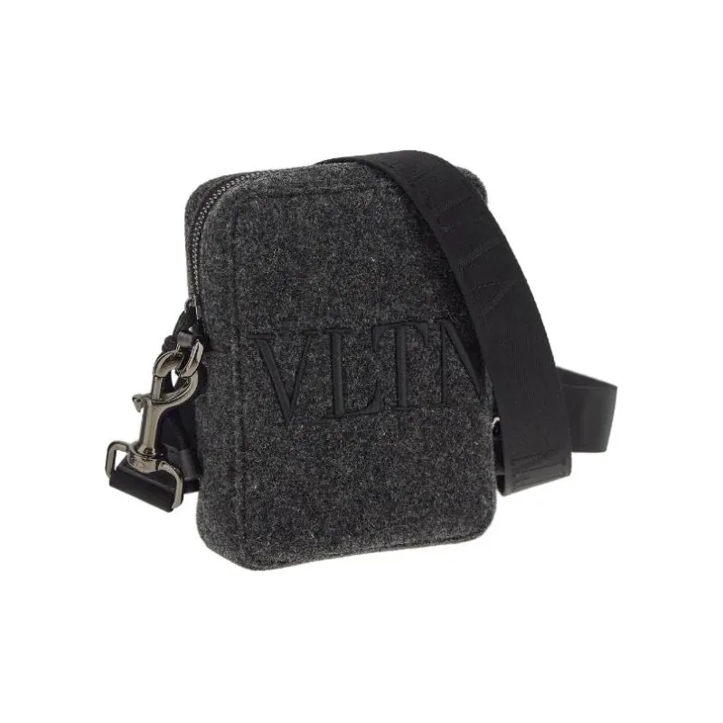 Valentino Wool Shoulder Bag, Crossbody Bag Men's Gray-1