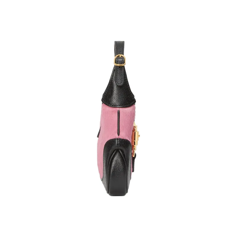 GUCCI Jackie 1961 Velvet With Leather Crescent Shoulder Bag Shoulder Bag Mini Women's Pink Blue Multicolor-4
