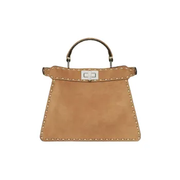 FENDI Peekaboo ISeeU Goatskin With Calfskin Suede Shoulder Bag Crossbody Bag Handbag Small Size Women's Brown