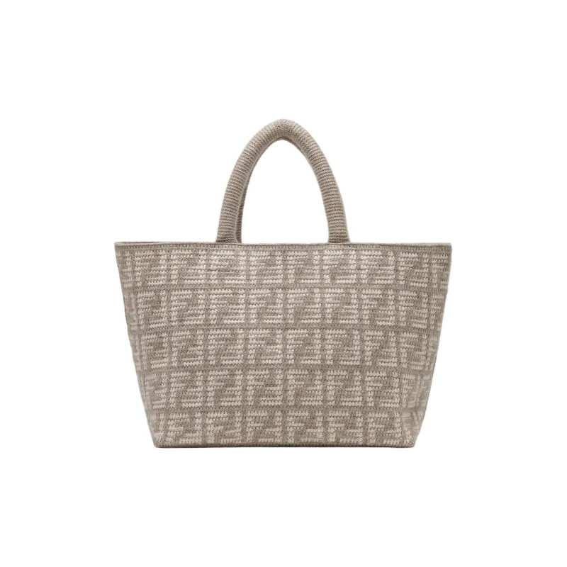 FENDI Cashmere Tote Bag, Shopping Bag, Handbag Tubas Women's Beige-2