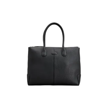 TOD'S DI Soft Calfskin Tote Bag Shopping Bag Shoulder Bag Handbag Medium Size Women's Black