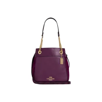 COACH Cammie Leather With Suede Bucket Bag, Shoulder Bag, Crossbody Bag Women's Berry Red