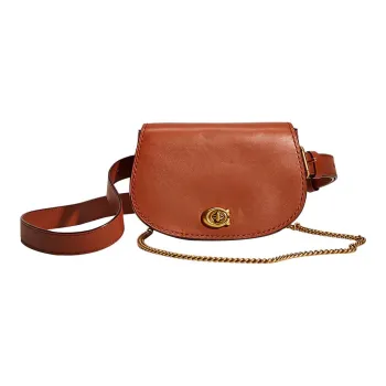 COACH Saddle Genuine Leather Saddle Bag Shoulder Bag Crossbody Bag Fanny Pack Small Size Women's Brown