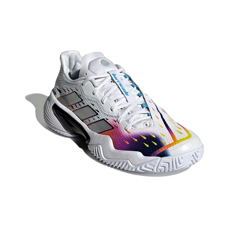 Adidas Barricade Cloud White Silver Metallic Bright Cyan Women's-2