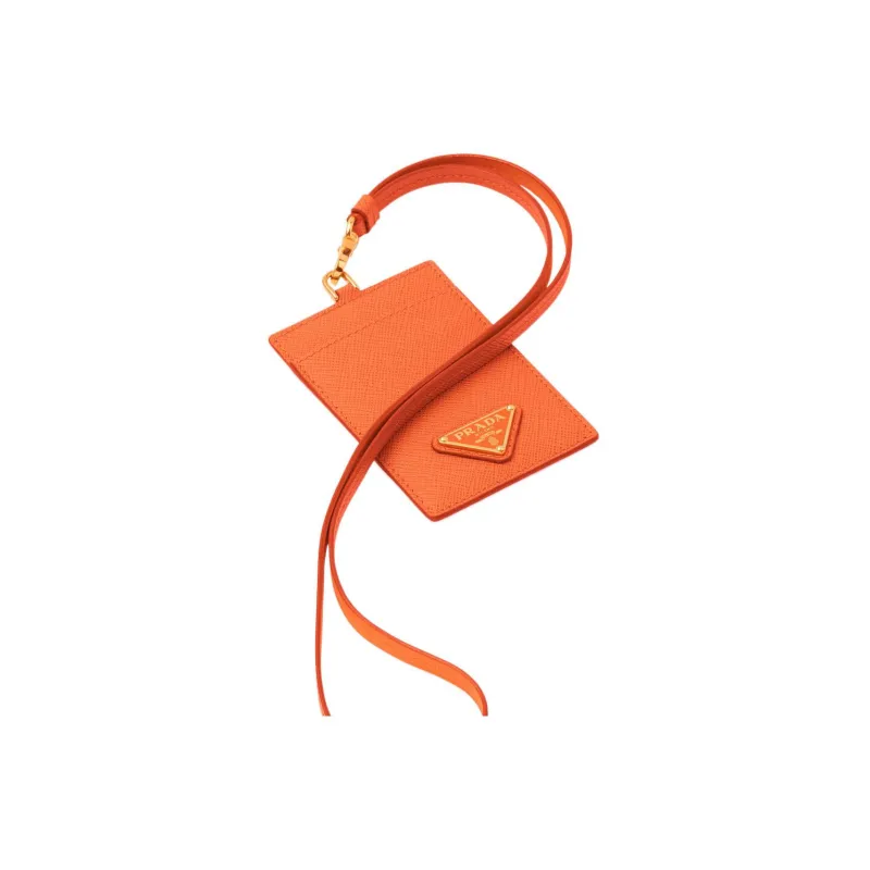 PRADA Saffiano Leather Card Holder Women's Orange-0