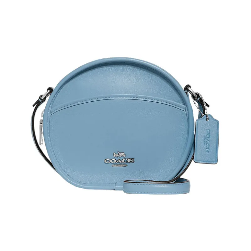 COACH Calfskin Round Bag, Shoulder Bag, Crossbody Bag Trumpets Women's Blue-0