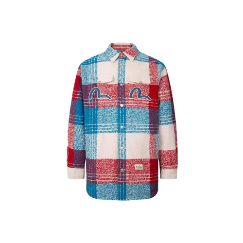 EVISU Shirts Men Red Plaid