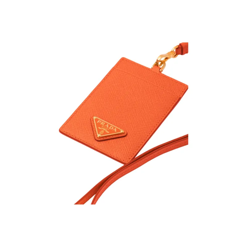PRADA Saffiano Leather Card Holder Women's Orange-1