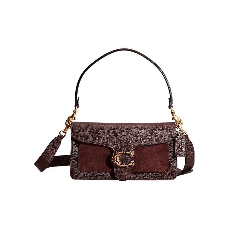 COACH Tabby Polished Grain Leather With Refined Calfskin And Suede Handbag, Shoulder Bag Medium Size Women's-0