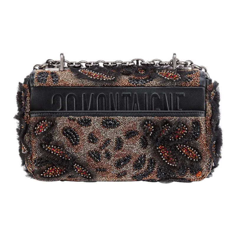 DIOR Caro Embroidered Cow Leather Patchwork Handheld Shoulder Bag Crossbody Bag Small Size Women's Black-2