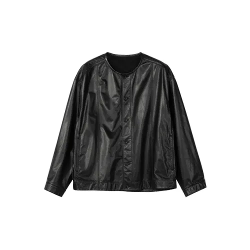 CROQUIS Leather Jackets Unisex Jet Black