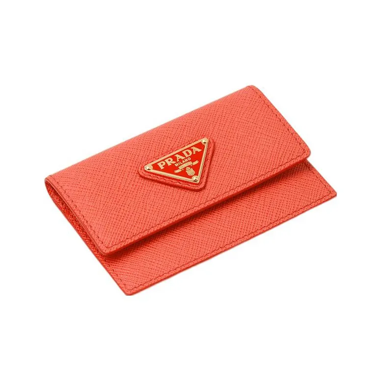 PRADA Saffiano Leather Card Holder Card Holder Women's Orange-2