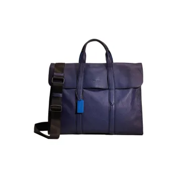 COACH Metropolitan Glossy Pebbled Leather Briefcase Shoulder Bag Crossbody Bag Handbag Large Size Men's Navy