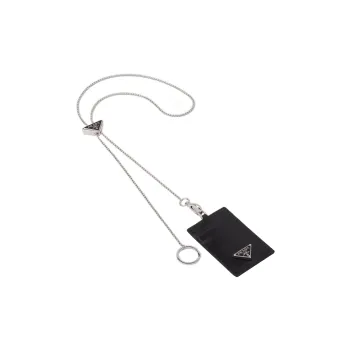 PRADA Leather Card Holder Women's Black