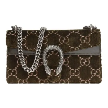 GUCCI Dionysus Velvet With Leather Shoulder Bag Crossbody Bag Small Size Women's Olive Green