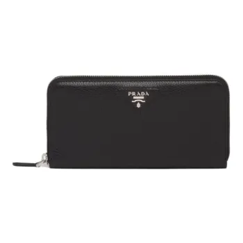 PRADA Leather Wallet Large Size Women's Black
