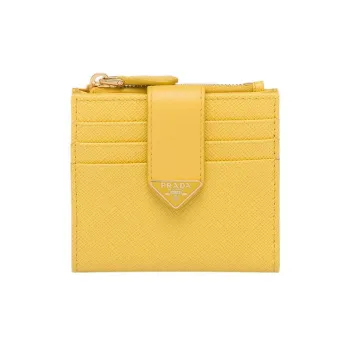 PRADA Leather Wallet Small Size Women's Yellow