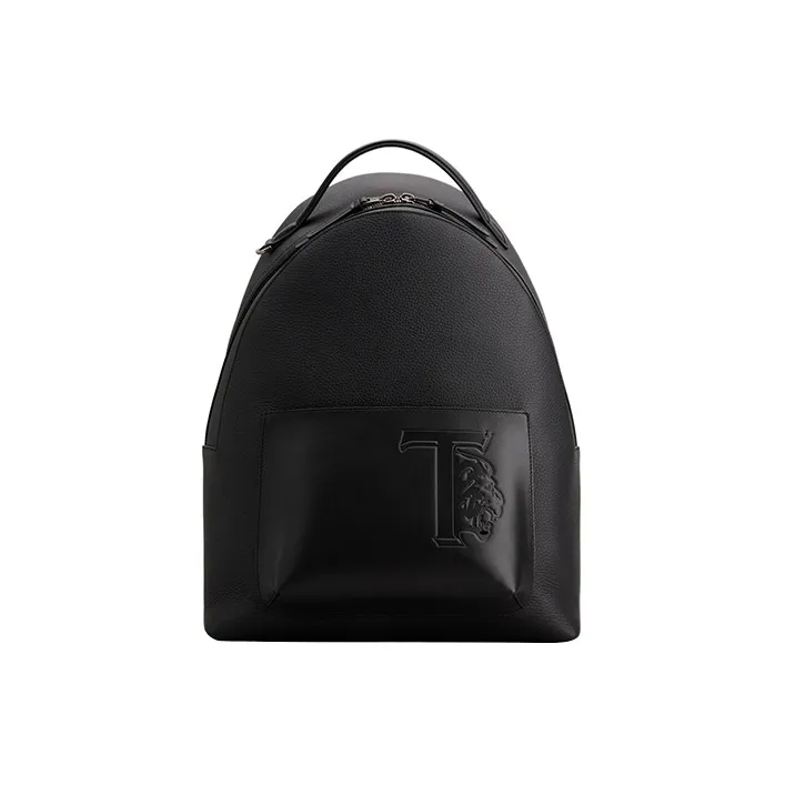 TOD'S Hammered Leather Backpack Medium Size Men's Black-0