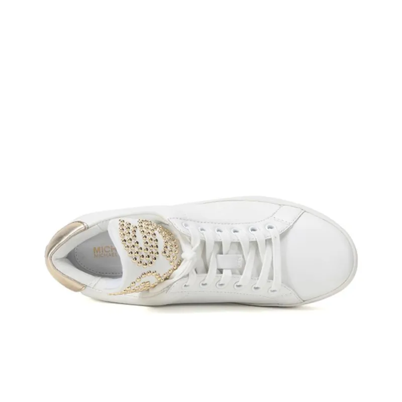 MICHAEL KORS Mindy Low Top Stylish Skateboarding Shoes Women's White Gold-4